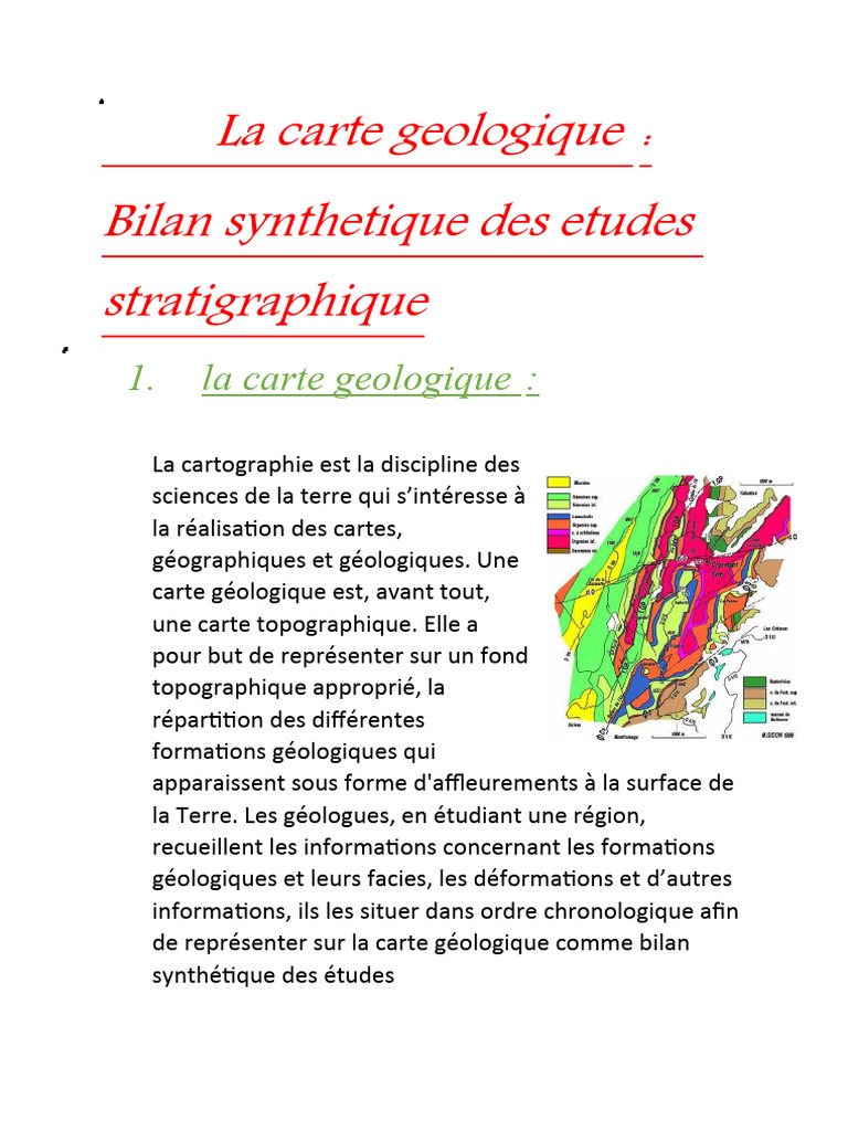 Carte géologique : synthèse et étude | PDF