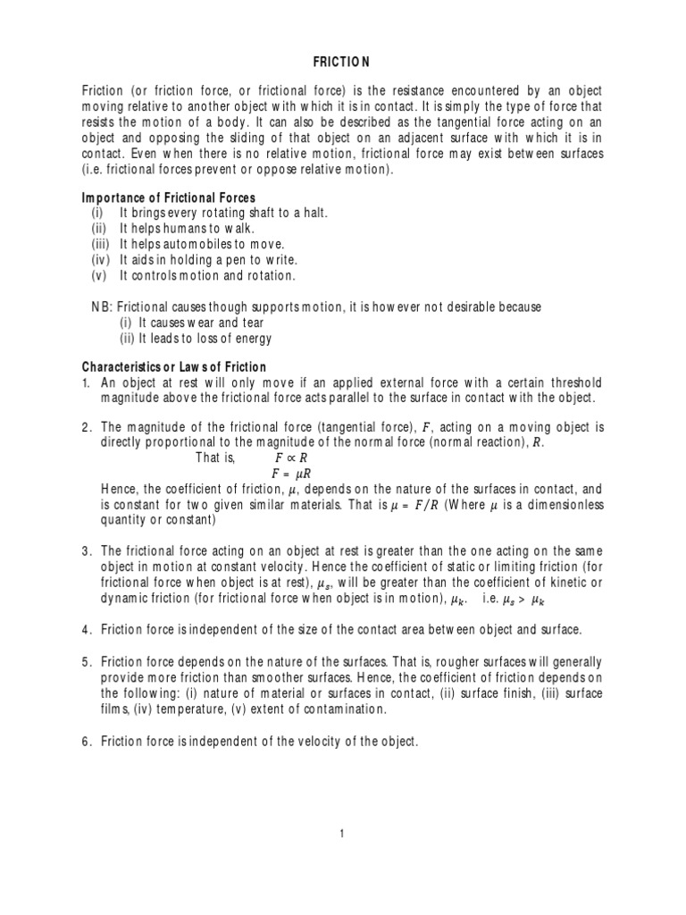 Friction Pdf