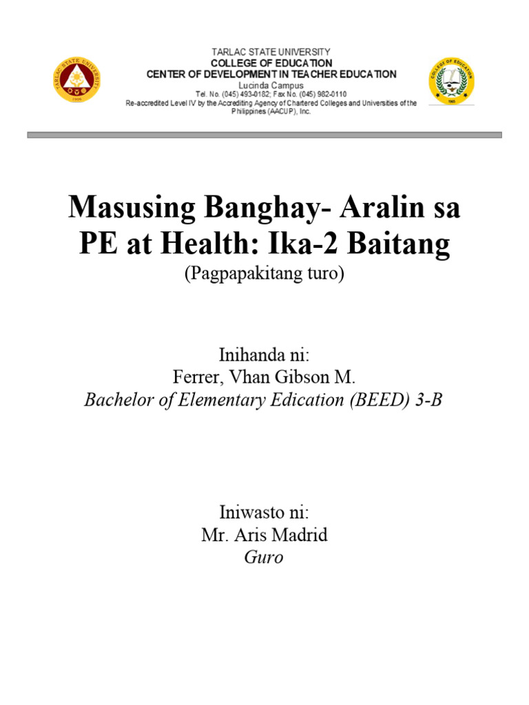 Lesson Plan Pe And Health Pdf