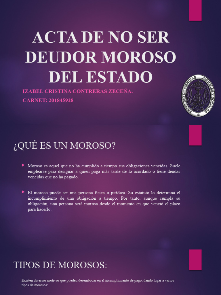 Acta de No Ser Moroso Del Estado. | PDF