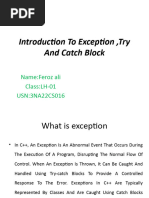 Introduction To Exception, Try and Catch Block