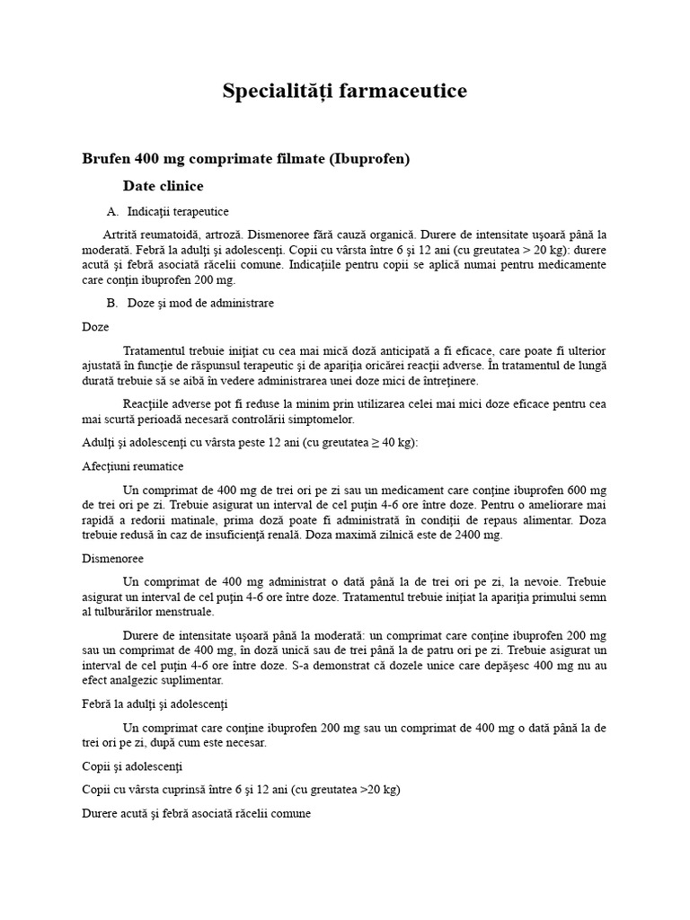 Specialitati Farmaceutice | PDF