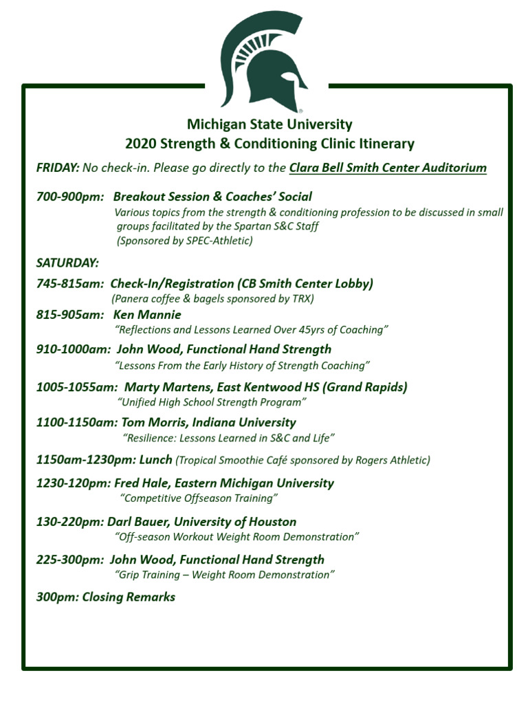 2020 Michigan State Strength Clinic PDF Muscle Contraction