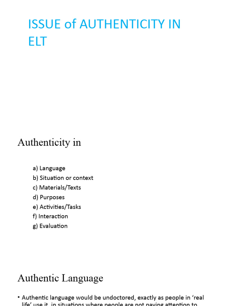 Authenticity Pdf English As A Second Or Foreign Language