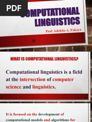 Computational Linguistics - Introduction | PDF | Speech Synthesis 