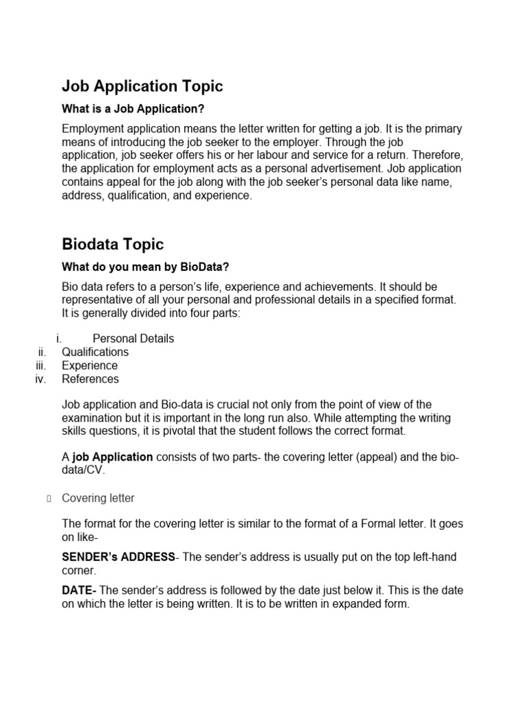Job Application Topic | PDF