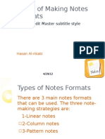 Types of Making Notes Formats: Click To Edit Master Subtitle Style