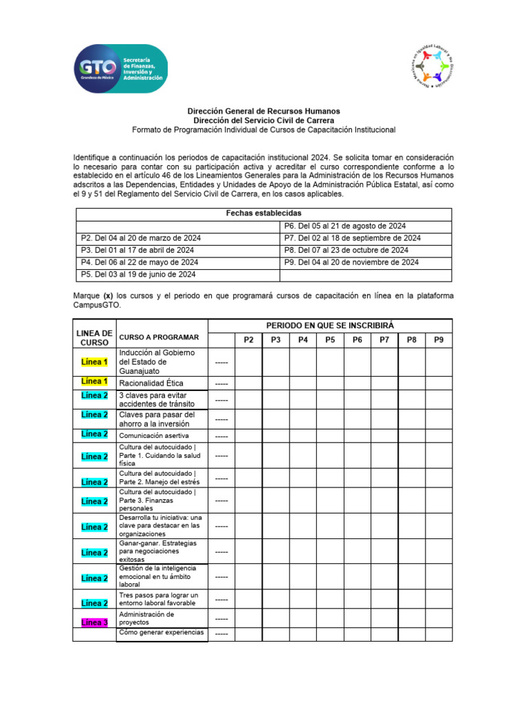 Formato Individual PACI 2024 Descargar gratis PDF Microsoft Excel