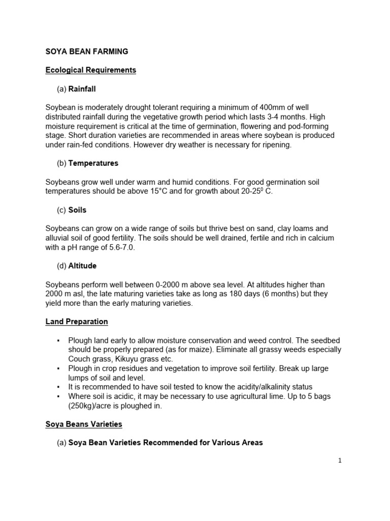 Soybean Farming Guide | PDF | Soil | Soybean