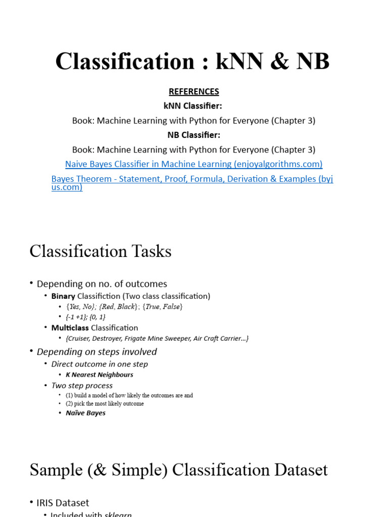 kNN and Naive Bayes Classifiers Explained | PDF | Statistical ...