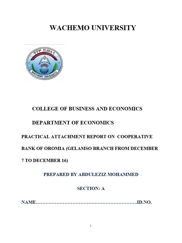 Practical Attachment of ABDULEZIZ (1) 3 | PDF | Banks | Cooperative