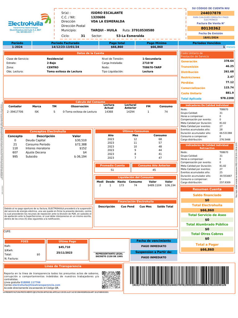 Recibo Pago de Luz | PDF