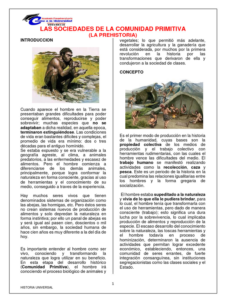 Características de la Comunidad Primitiva | PDF | Neolítico | Sociedad
