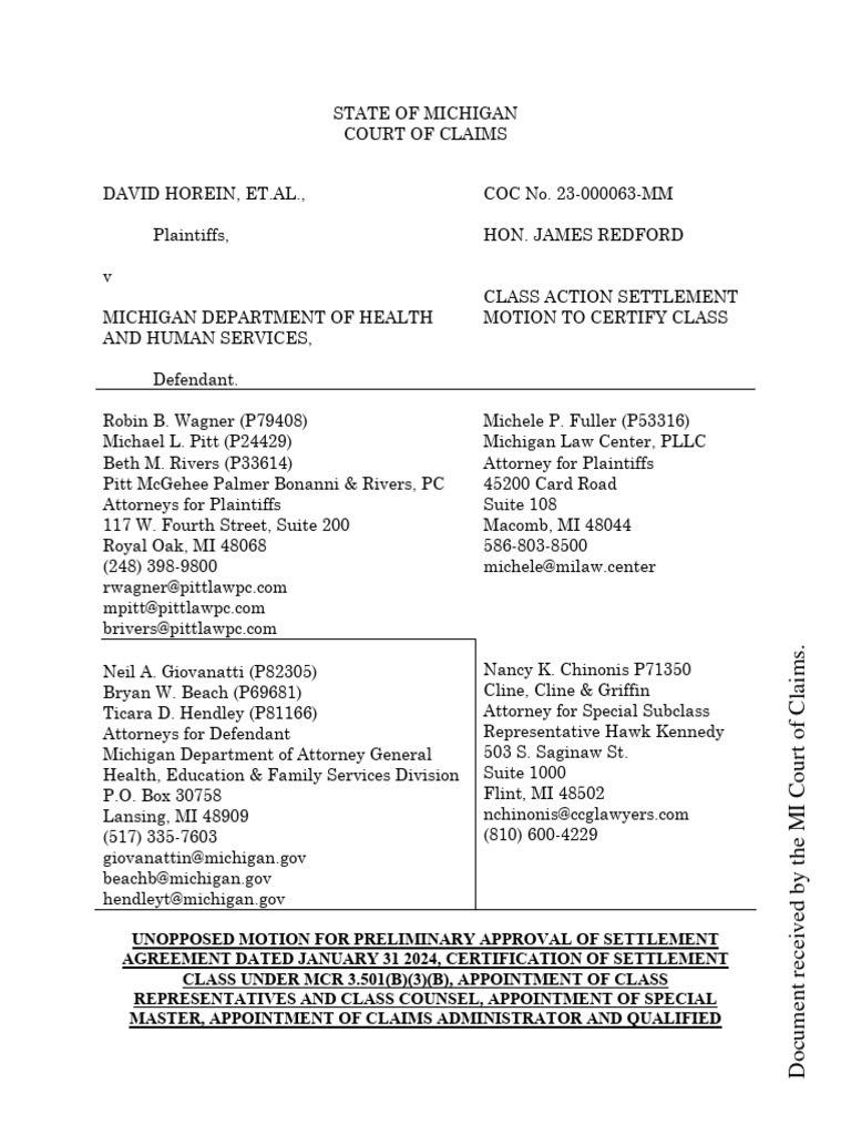 Hawthorn Motion Brief For Prelim Approval FILED W Exhibits 1 31 24