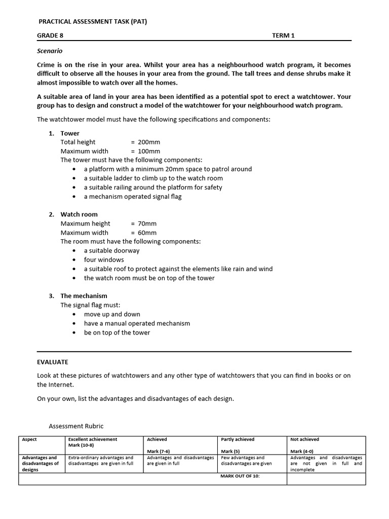Exemplar pat grade 8 download free pdf rubric academic 