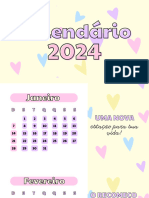 Calendário 2024 para Imprimir Colorido Lilas Rosa Amarelo Pastel