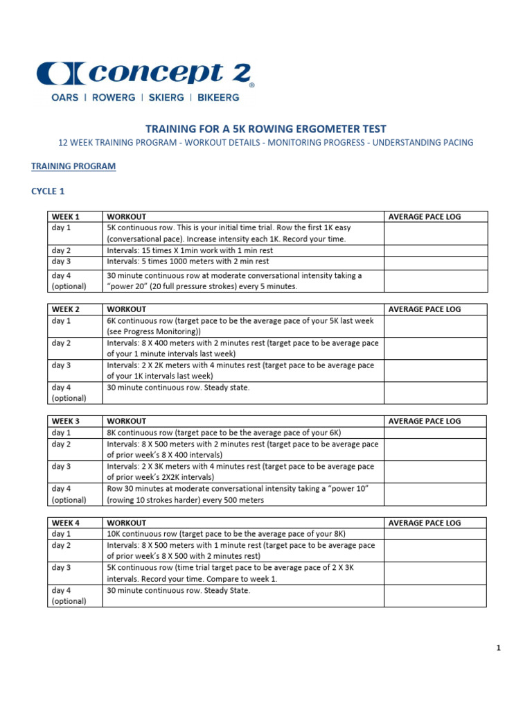 12-Week 5K Rowing Training Plan | PDF | Wellness