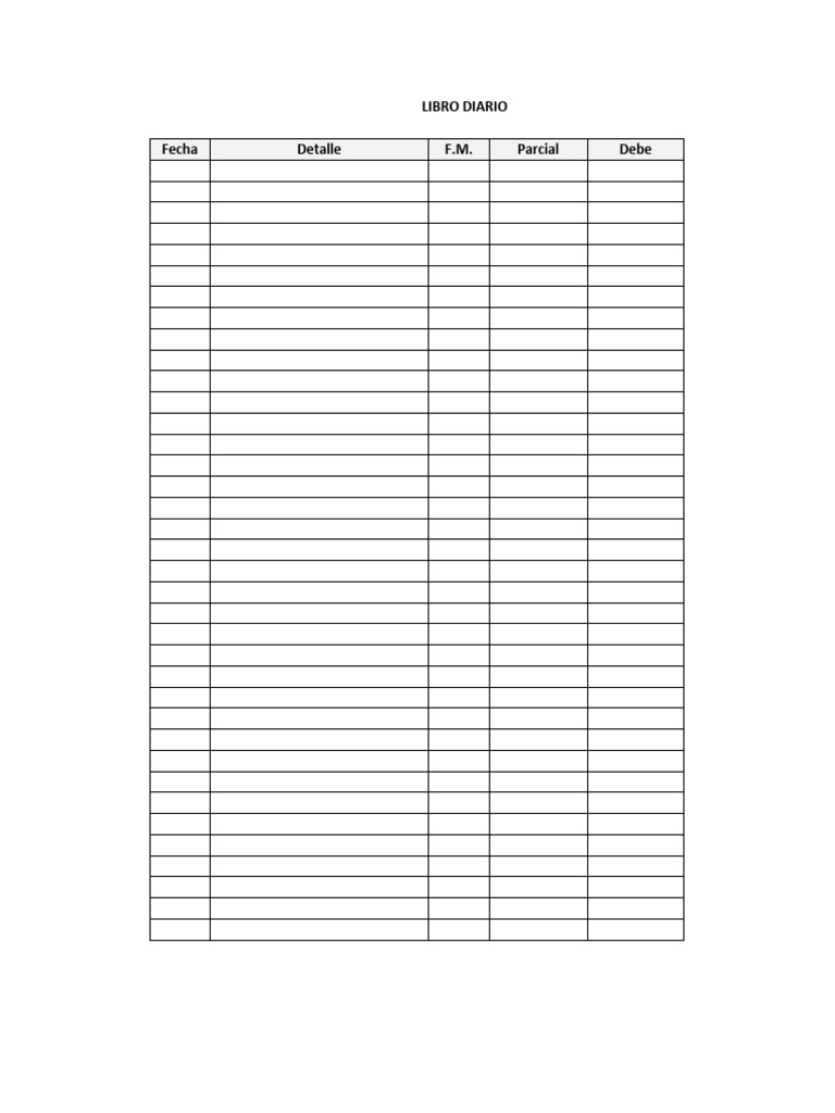 Formatos Balance Inicial, Libro Diario y Libro Mayor | PDF | Hoja de ...