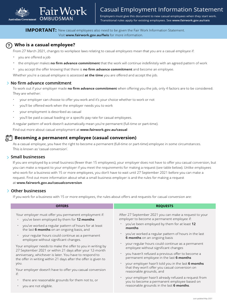 Casual Employment Rights and Conversion Guide | PDF | Career & Growth ...