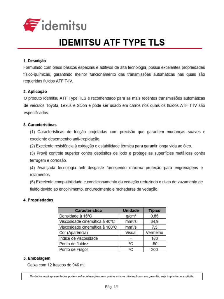 Idemitsu ATF Type HK4 PT PDF