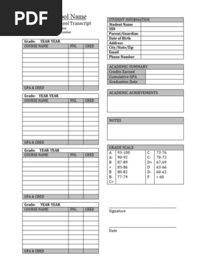 Sample-Homeschool-Transcript-Blank-Template