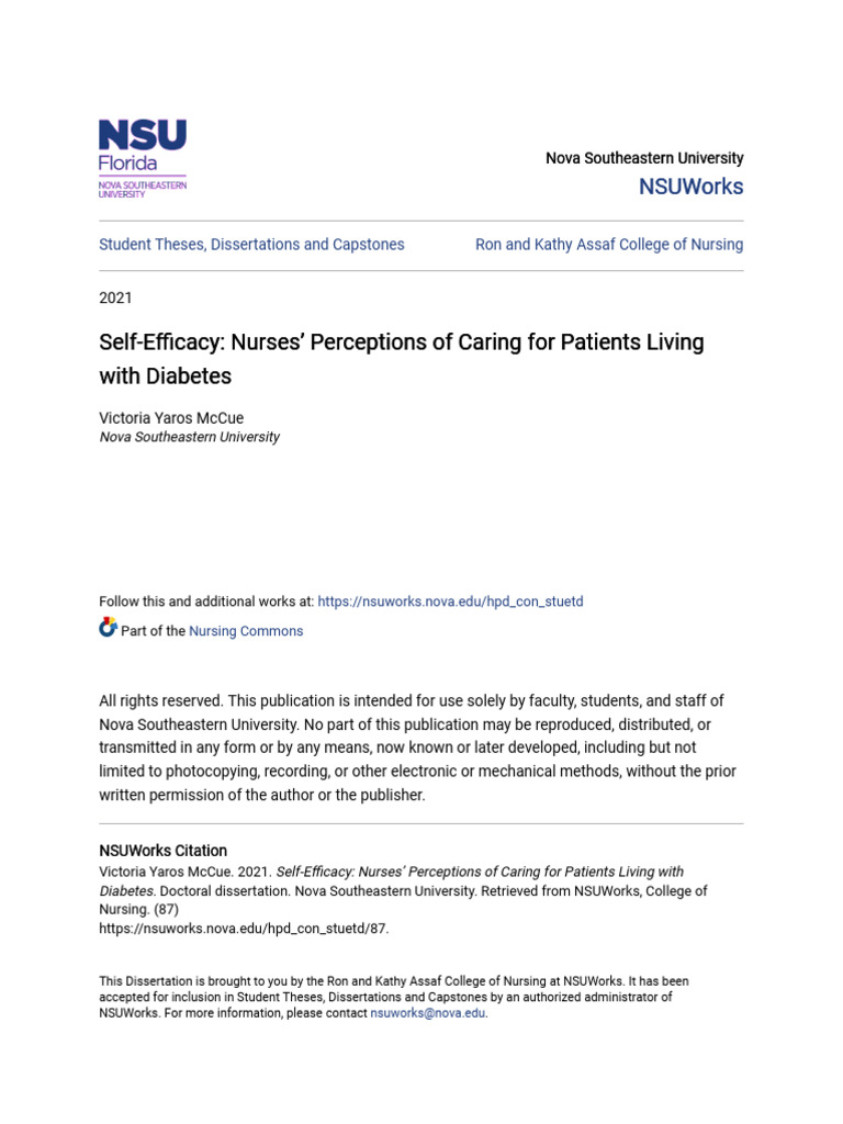 Self-Efficacy - Nurses - Perceptions of Caring For Patients Living ...
