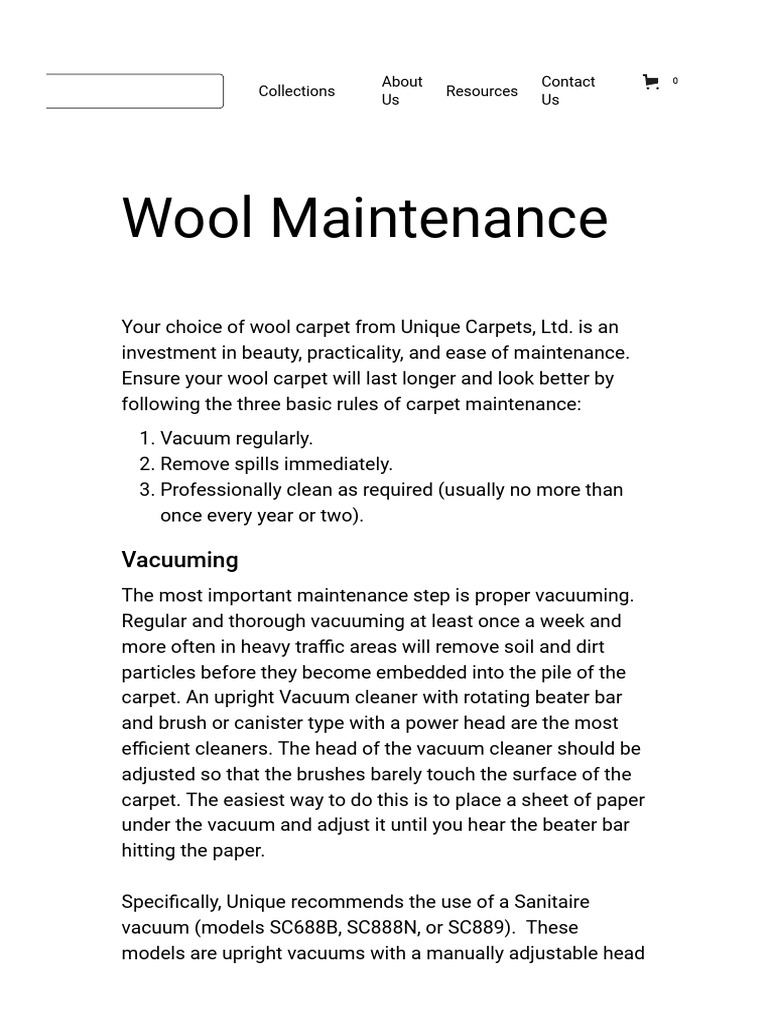Wool carpet Maintenance PDF Vacuum Cleaner Chemistry