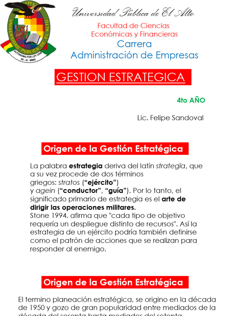 Gerencia Estrategica Presentacion Pdf