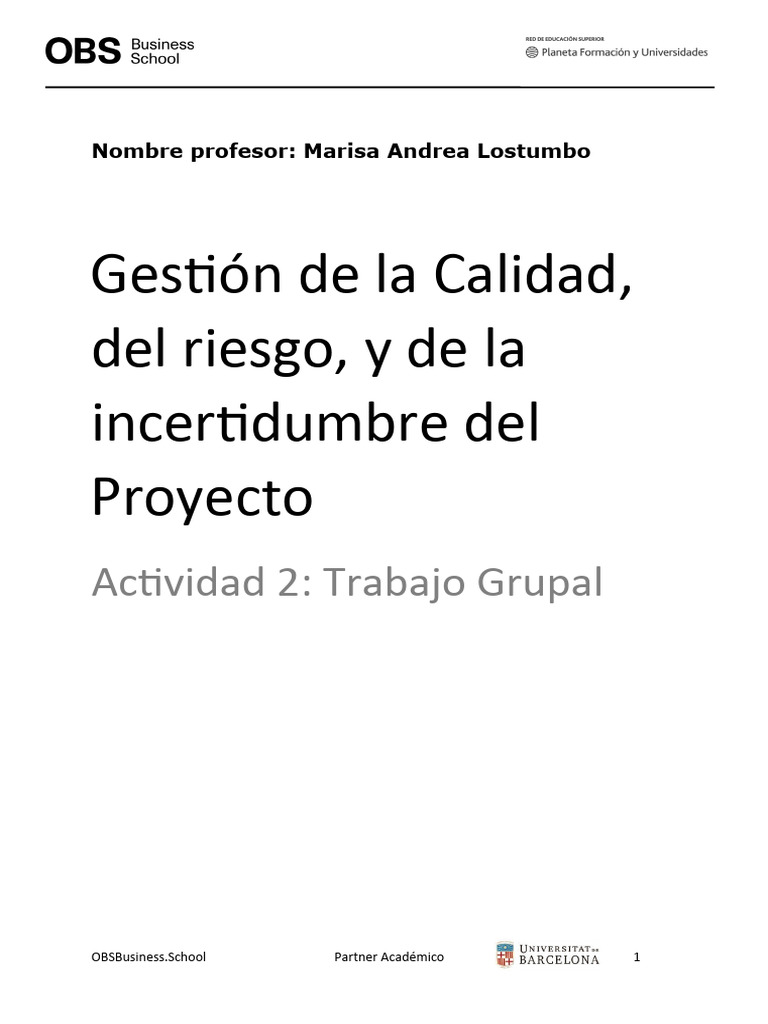 Gestión de Calidad Del Riesgo | PDF | Calidad (comercial) | Sistema de ...