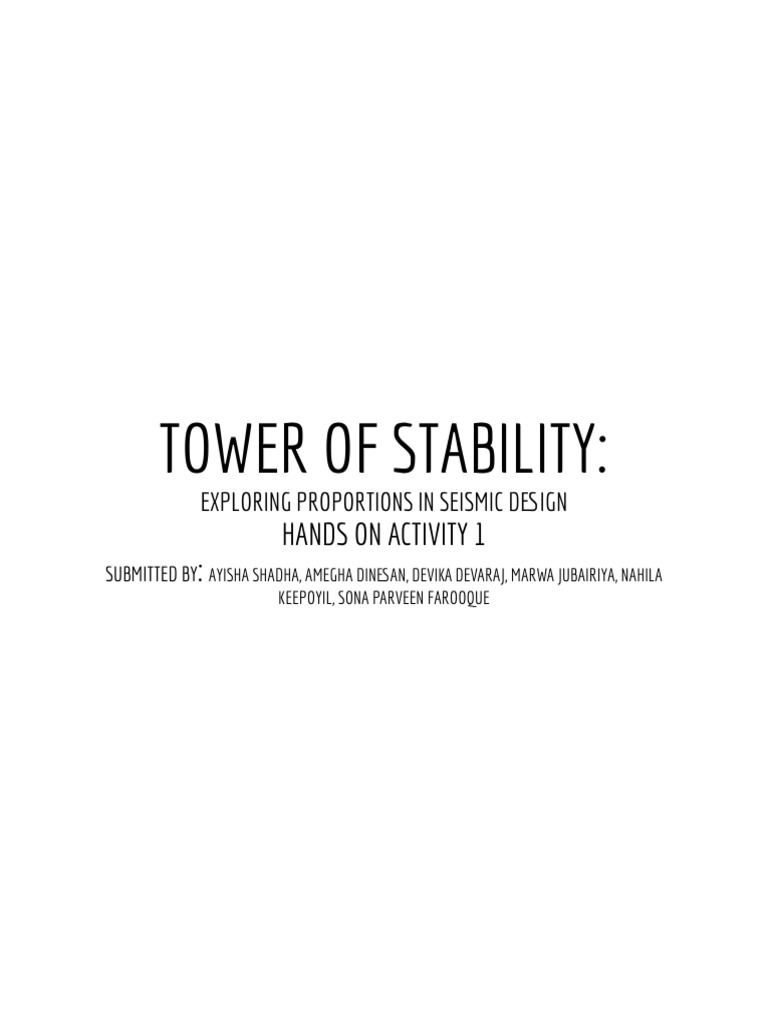 Earthquake Resistance, Tower of Stability | PDF | Earthquake ...