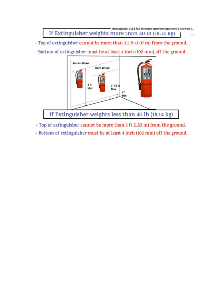 Correct Height of Fire Ex | PDF