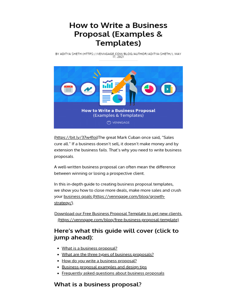 How To Write A Business Proposal (Examples & Templates) - Venngage | PDF