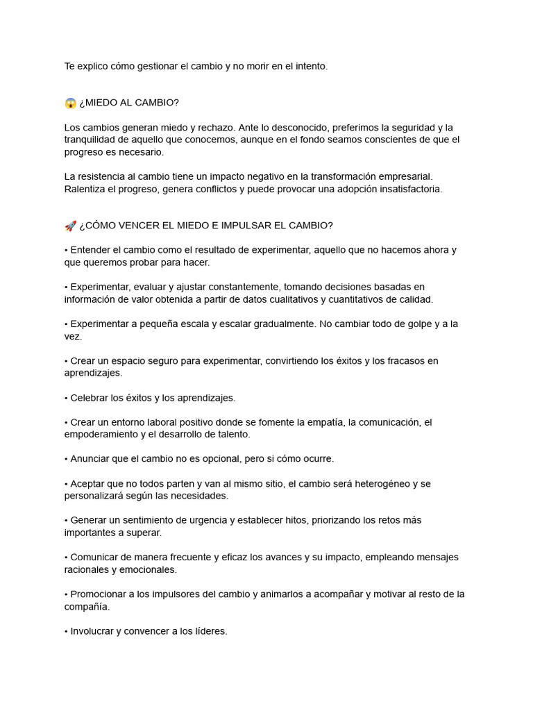 Gestionando el Cambio Efectivamente | PDF | Cognición