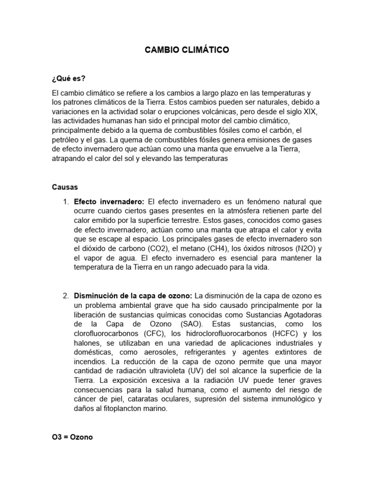 Impacto Humano en el Cambio Climático | PDF | Gases de efecto ...