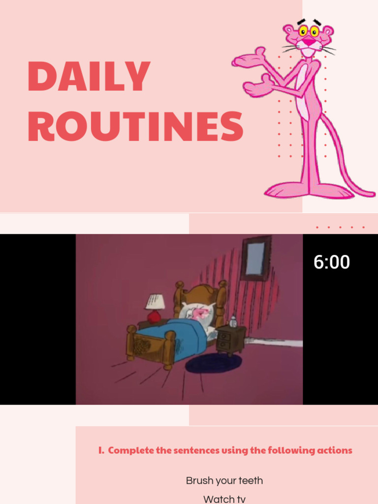 Pink Panther's Daily Routine Guide | PDF | Wellness