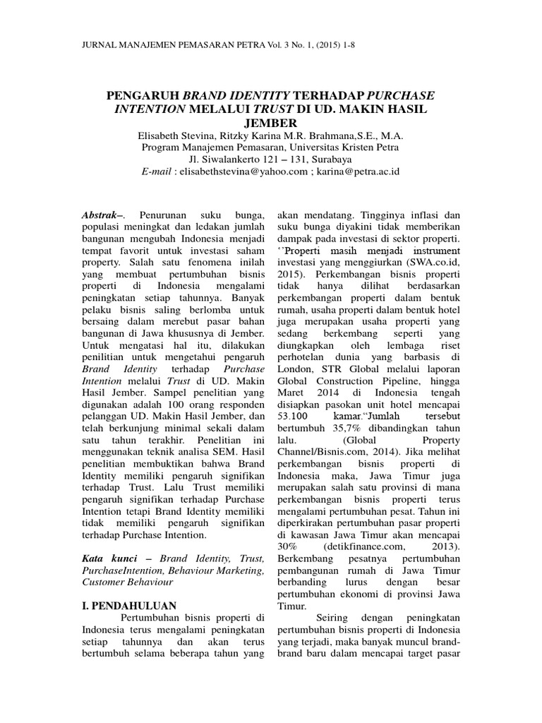Pengaruh Brand Identity pada Trust | PDF