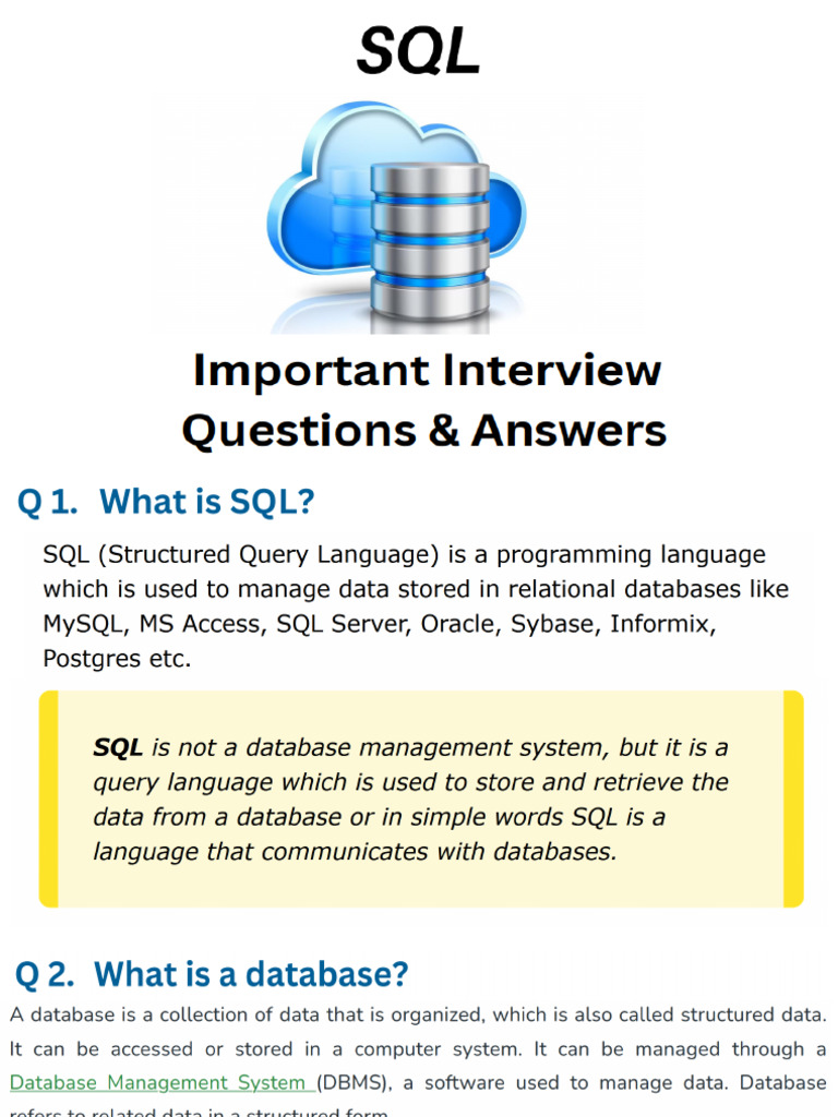 SQL Interview Questions | PDF