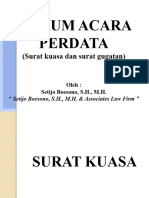 Bahan Ajar Pkpa Hukum Acara Perdata (Surat Kuasa Dan Gugatan) Setijo Boesono, S.H., M.H.