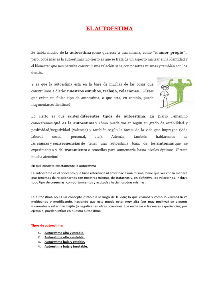 Conceptos Clave de la Autoestima | PDF | Autoestima | Cognición