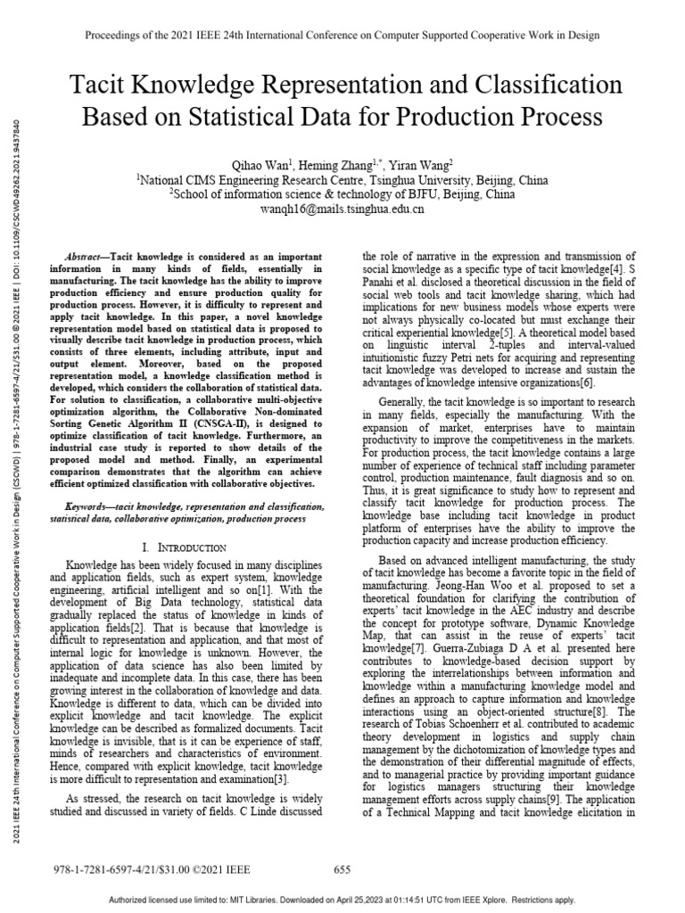 Tacit Knowledge Representation and Classification Based On Statistical ...