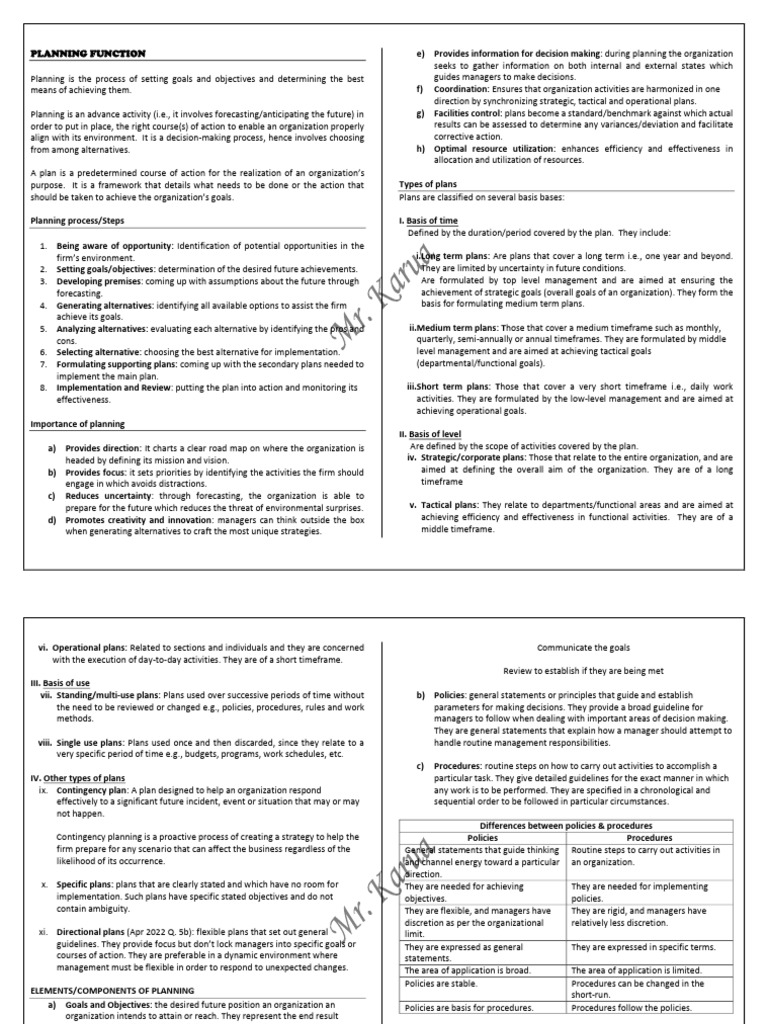 Planning Function Pdf I Download Free Pdf Goal Policy