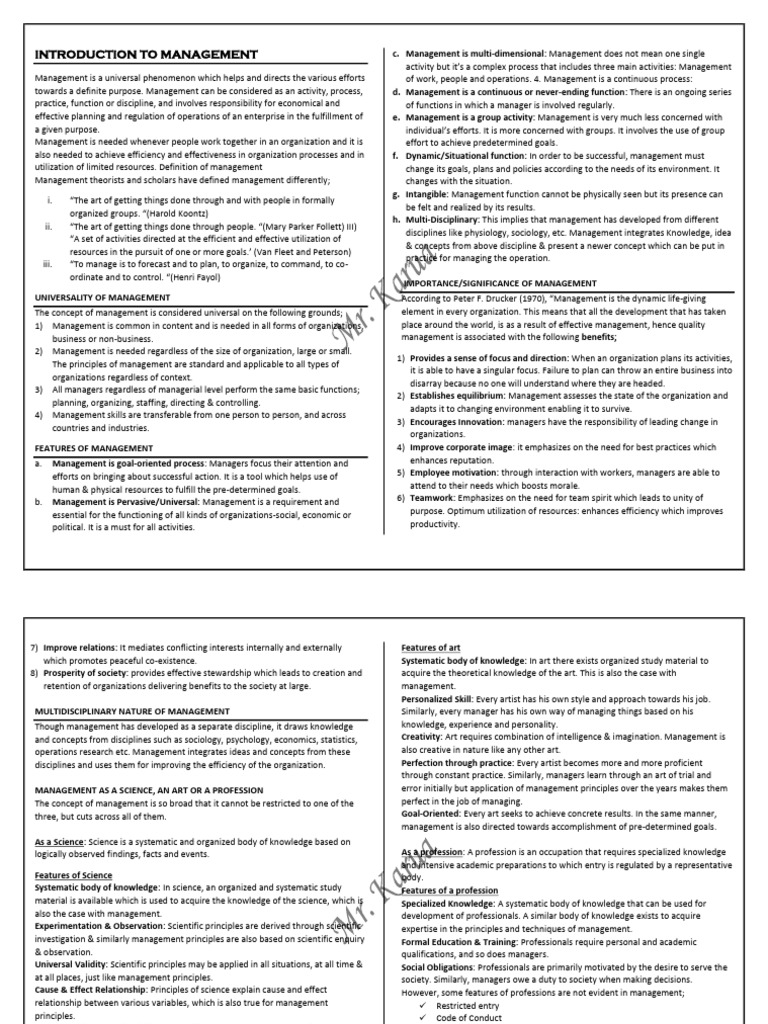 Introduction to Management Concepts | PDF