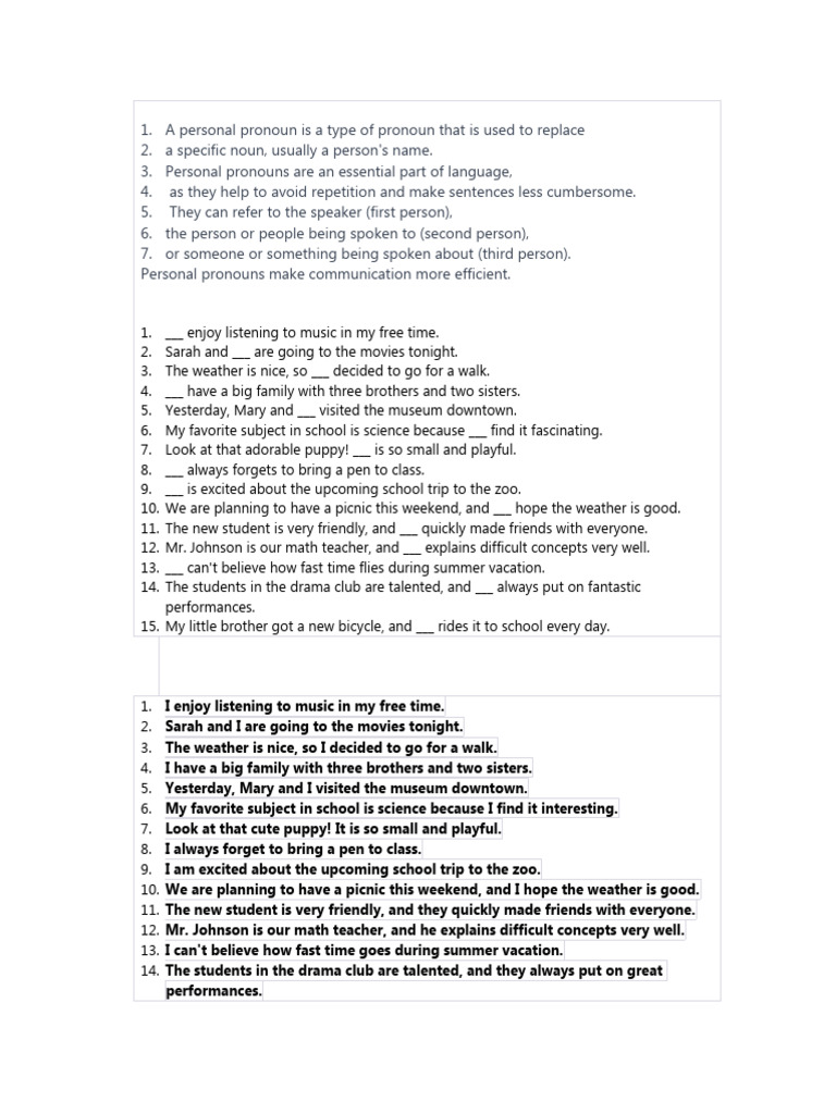 Personal Pronouns | PDF