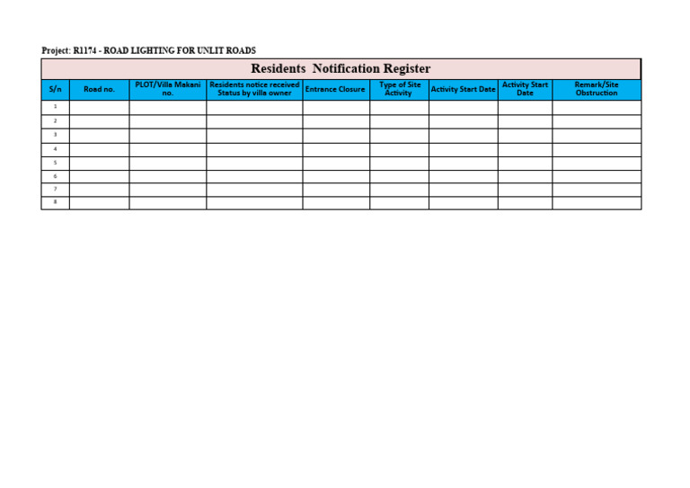 Residents Notification Register | PDF