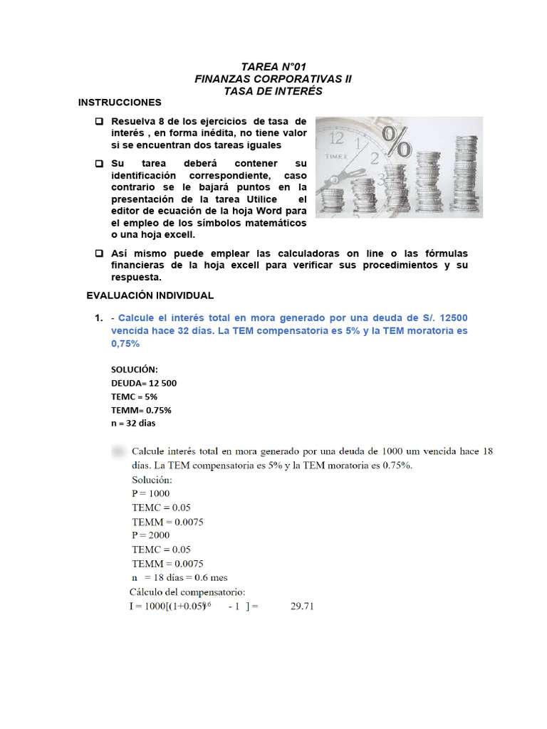Ejercicios de Tasa de Interés | PDF | Inflación | Economias