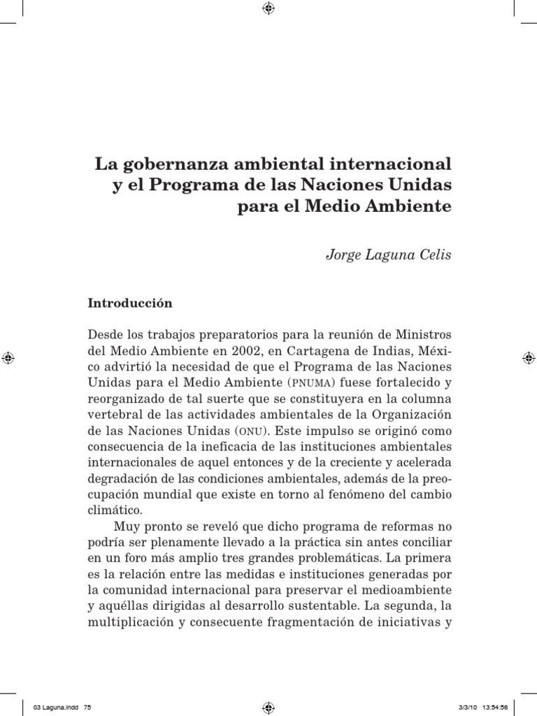 Gobernanza Ambiental y el PNUMA | PDF | Programa del Medio Ambiente de ...
