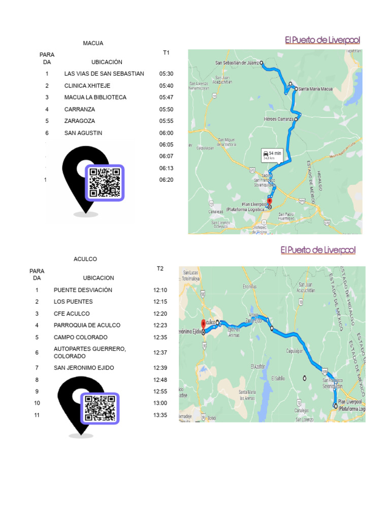 Horarios de Transporte en San Bartolo | PDF | Walmart