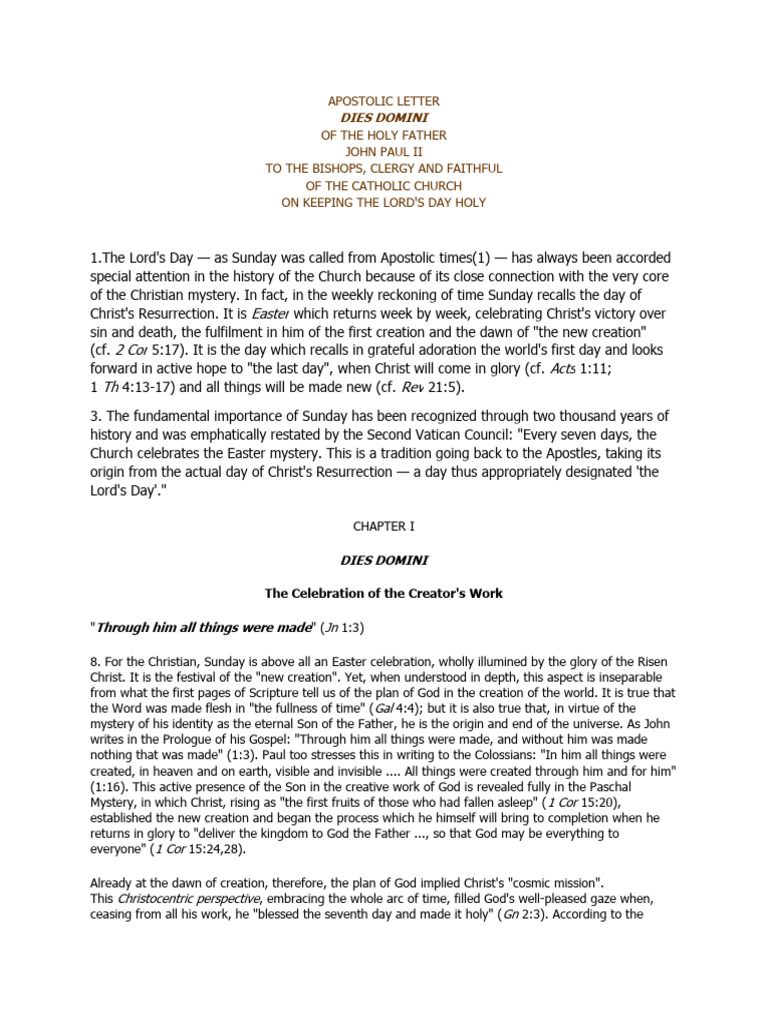 Apostolic Letter | PDF | Ten Commandments | Sabbath