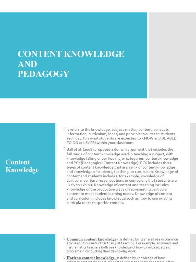 Content Knowledge | PDF | Pedagogy | Curriculum