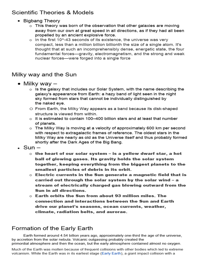 Research scientific theories milkyway and the sun formation of the